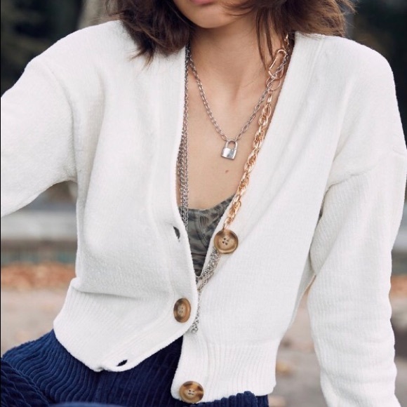 uo honey plush cropped cardigan